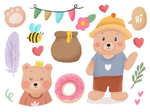 Hình ảnh chú gấu đáng yêu file vector mẫu CR194