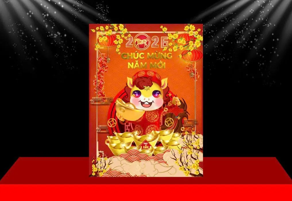 Backdrop Tết 2026 Ất Tỵ - Chúc Mừng Năm Mới - File CDR Chỉnh Sửa