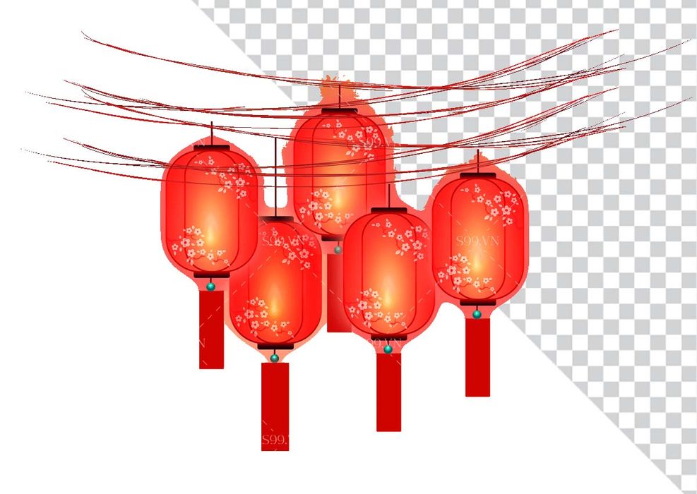 Hình ảnh dây đèn lồng trang trí ngày lễ tết file PNG mẫu CR589