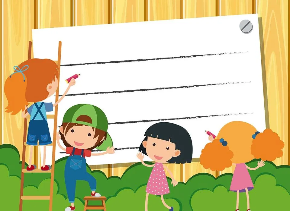Background bé học tập edu file vector mẫu KS147