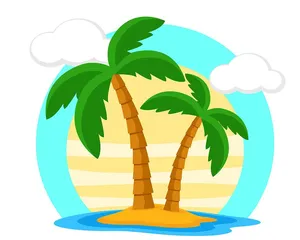 Hình ảnh cây dừa trên đảo file vector mẫu KS638