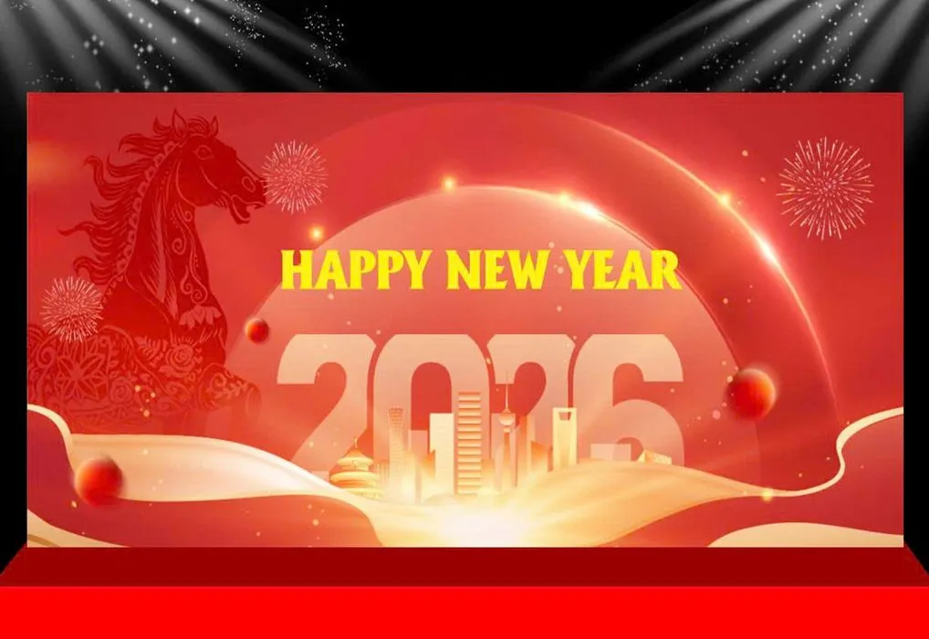 Backdrop Tết 2026 Đỏ May Mắn - Thiết Kế Vector Chuẩn SEO