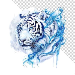 Hình ảnh khuôn mặt chú hổ màu trắng file PNG mẫu CR1088