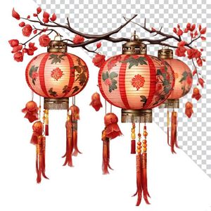Hình ảnh đèn lồng trang trí dịp tết file PNG mẫu CR528