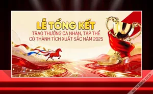 Backdrop Lễ Tổng Kết 2025 - Chúc Mừng Năm Mới & Thành Tích Xuất Sắc