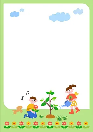 Background bé học trồng cây file vector mẫu KS132