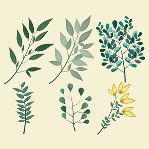 Cành Lá Trang Trí Đa Dạng - Hình Minh Họa EPS Cao Cấp Cho Thiết Kế
