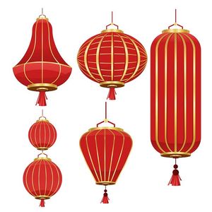 Hình ảnh đèn lồng màu đỏ trang trí lễ hội tết file vector mẫu CR324