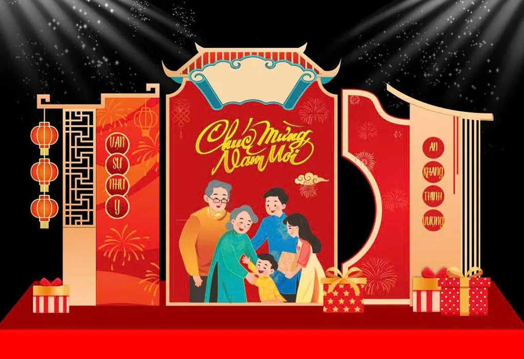 Backdrop Tết Cổ Truyền - Gia Đình Hạnh Phúc 2024 CDR