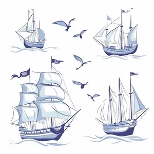 Bộ sưu tập con thuyền buồm file vector mẫu HH172