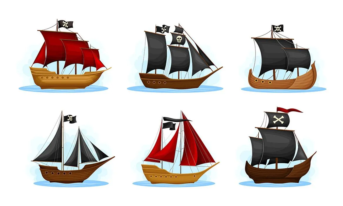 Bộ sưu tập con thuyền buồm file vector mẫu HH175
