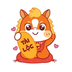 Linh Vật Ngựa Tết Tài Lộc - Hình Minh Họa Vector Dễ Thương