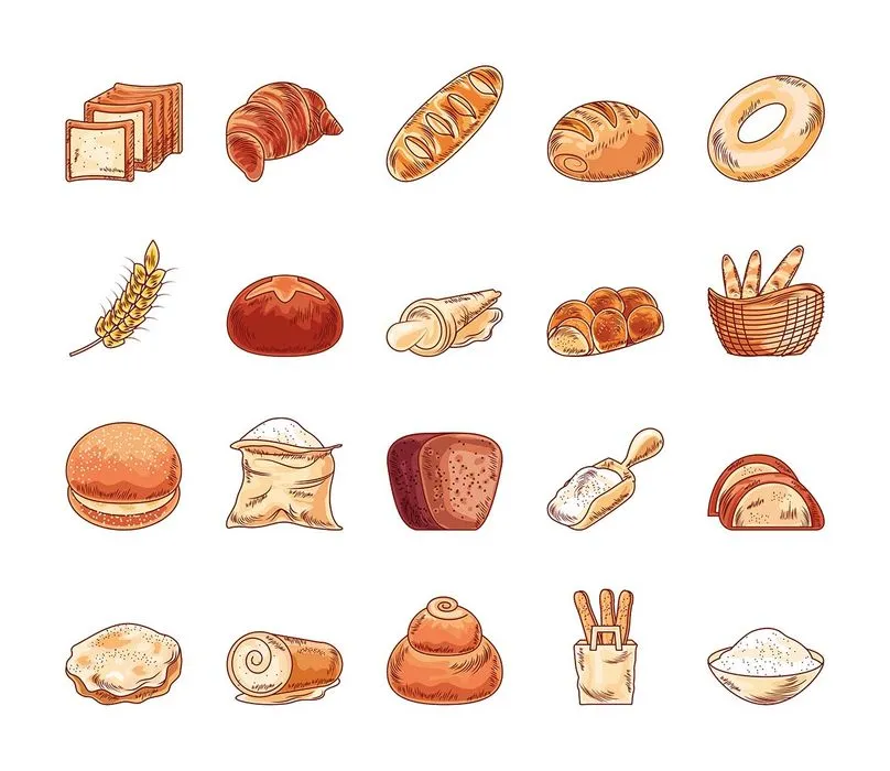 Bộ Sưu Tập Bánh Mì Minh Họa Vector EPS - Thiết Kế Bakery Đa Dạng