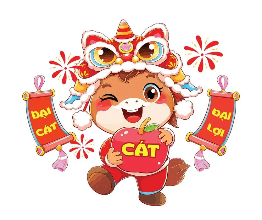 Linh Vật Ngựa Tết Dễ Thương - Minh Họa Vector EPS Độc Đáo