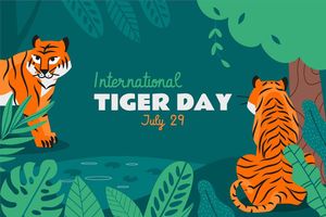 Banner chú hổ trong rừng sâu file vector mẫu CR1430