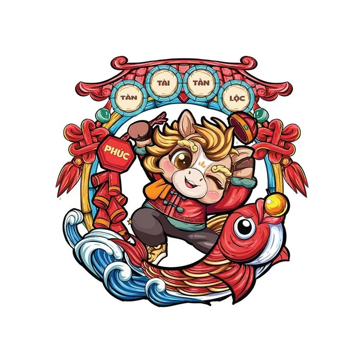 Linh Vật Ngựa Tết Nguyên Đán Dễ Thương - File Vector EPS Đa Dụng