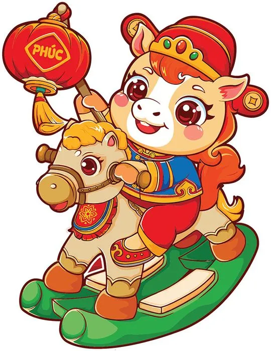 Linh vật Ngựa Tết Nguyên Đán Dễ Thương - Minh họa Vector Độc Đáo