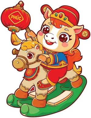 Linh vật Ngựa Tết Nguyên Đán Dễ Thương - Minh họa Vector Độc Đáo