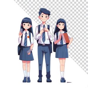 Hình ảnh các bạn học sinh đi học 3D file PNG mẫu CR899