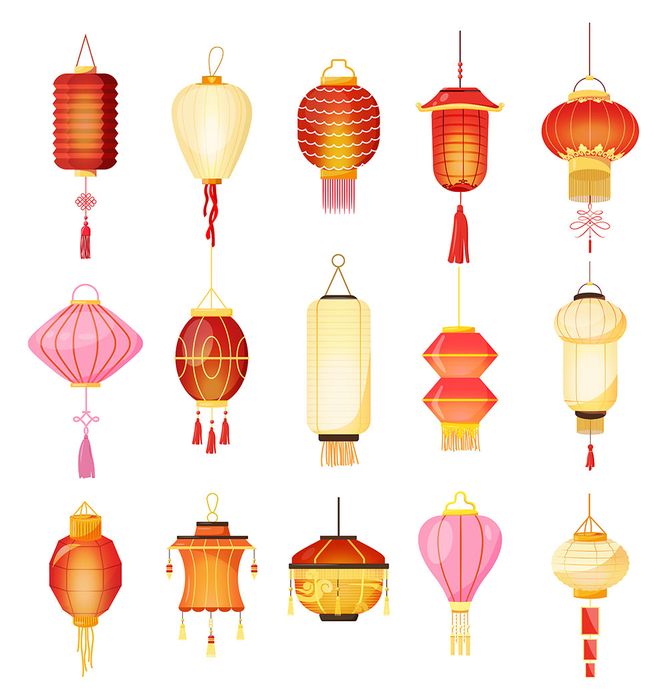 Hình ảnh đèn lồng trang trí ngày lễ tết file vector mẫu CR341