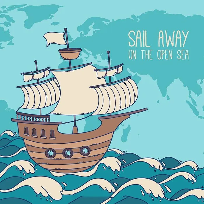 Hình ảnh con thuyền ra khơi file vector mẫu HH209