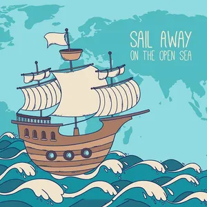 Hình ảnh con thuyền ra khơi file vector mẫu HH209