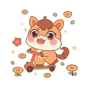 Ngựa Con Đáng Yêu Cưỡi Scooter - Hình Minh Họa Vector EPS Hoạt Hình