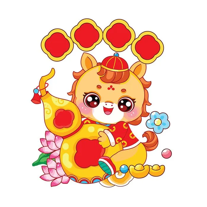 Linh Vật Ngựa Tết Nguyên Đán Dễ Thương - Minh Họa Vector EPS