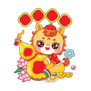 Linh Vật Ngựa Tết Nguyên Đán Dễ Thương - Minh Họa Vector EPS