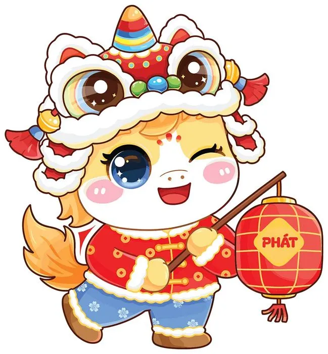 Linh Vật Ngựa Tết Nguyên Đán Dễ Thương - Minh Họa Vector EPS