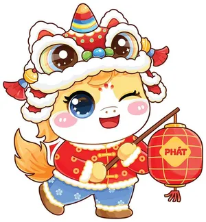 Linh Vật Ngựa Tết Nguyên Đán Dễ Thương - Minh Họa Vector EPS