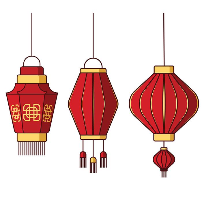 Hình ảnh đèn lồng treo màu đỏ hình tròn cổ xưa file vector mẫu CR441