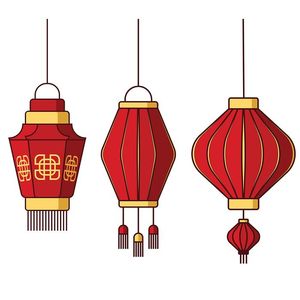 Hình ảnh đèn lồng treo màu đỏ hình tròn cổ xưa file vector mẫu CR441