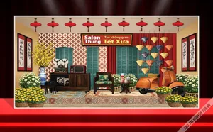 Backdrop Tết Xưa Cổ Điển - File Thiết Kế CDR Độc Đáo