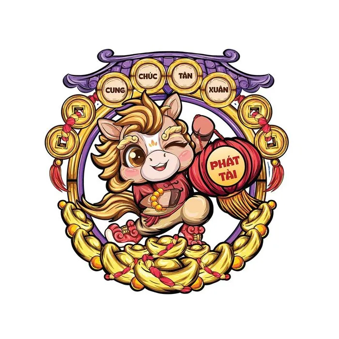 Linh Vật Ngựa Tết Nguyên Đán Dễ Thương - Minh Họa Vector EPS