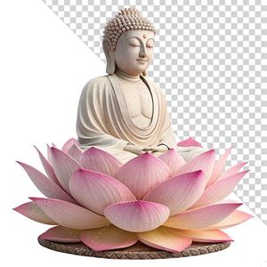 Hình ảnh tượng phật ngồi trên bông hoa sen hồng file PNG mẫu CR1656