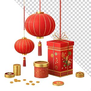 Hình ảnh đèn lồng màu đỏ trang trí dịp tết file PNG mẫu CR532