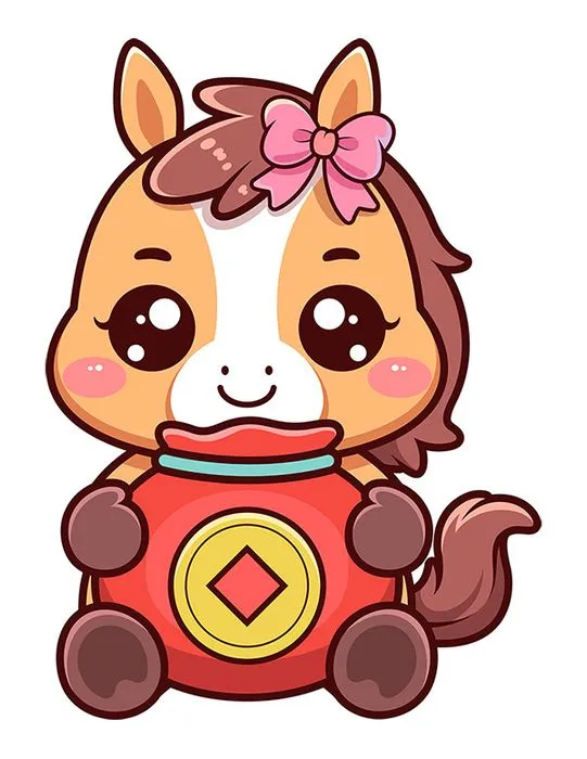 Linh Vật Ngựa Tết Dễ Thương - Hình Minh Họa Vector EPS