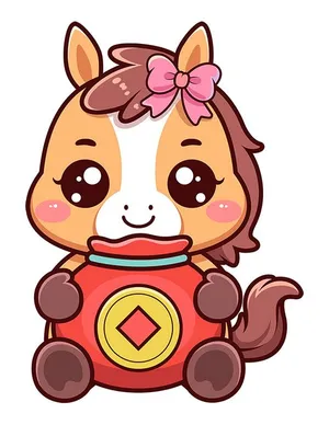 Linh Vật Ngựa Tết Dễ Thương - Hình Minh Họa Vector EPS