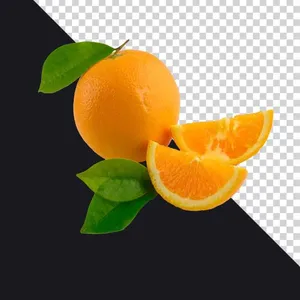 File PNG quả cam tươi nguyên quả và lát cắt cam mọng nước