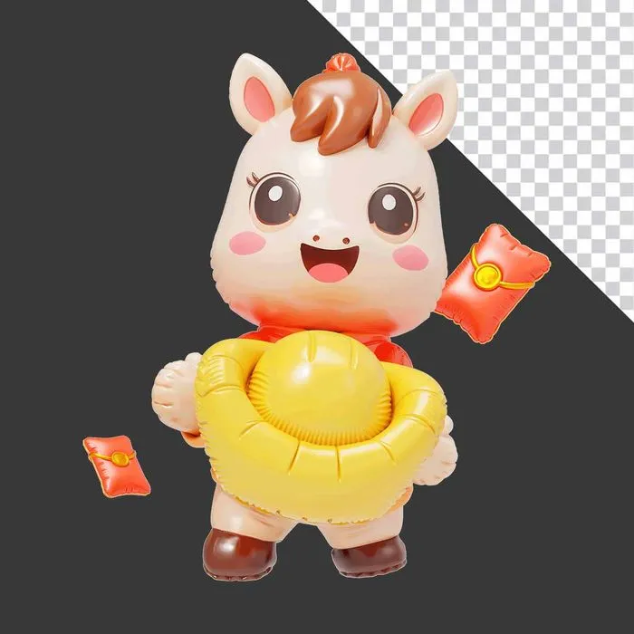 Hình Minh Họa Ngựa Hoạt Hình Dễ Thương Cầm Vàng PSD