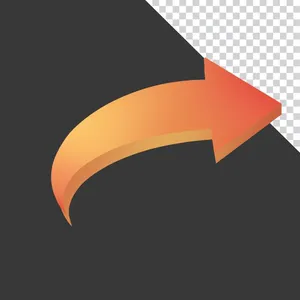 Hình ảnh mũi tên màu cam 3D file PNG không nền