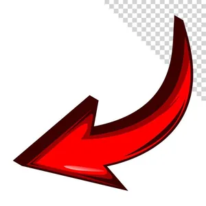 Hình ảnh mũi tên màu đỏ cong file PNG không nền