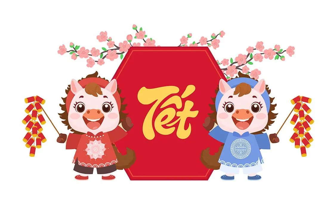 Banner Tết 2026 Con Ngựa Dễ Thương Vector AI/EPS Có Thể Chỉnh Sửa