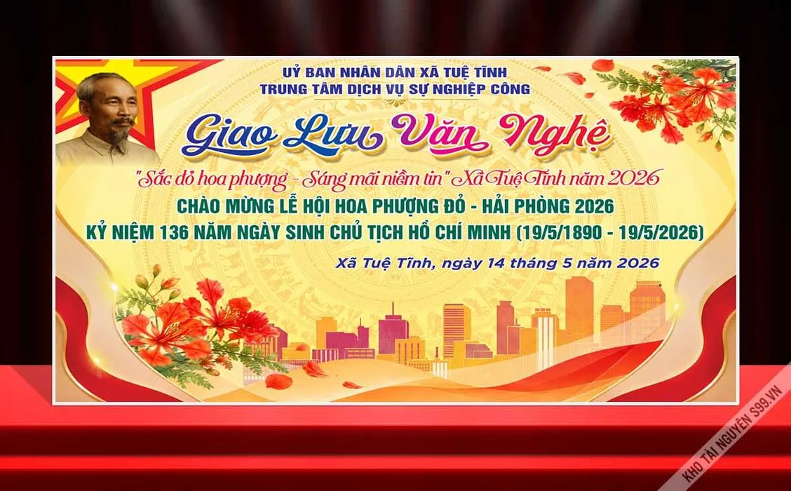Backdrop Sân Khấu Giao Lưu Văn Nghệ & Kỷ Niệm  ngày sinh Hồ Chí Minh 2026