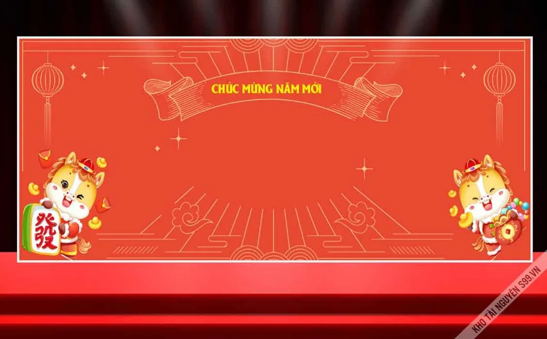 File corel Phông nền Chúc Mừng Năm Mới 2026 Ngựa hoạt hình