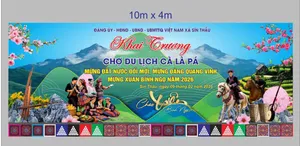 Mẫu thiết kế backdrop khai trương chợ du lịch Cà Là Pá Sín Thầu File Corel