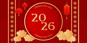 File Ai lịch chúc mừng năm mới 2026 nền đỏ đèn lồng vàng