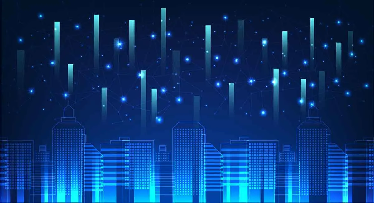 File EPS Tòa nhà kỹ thuật số kết nối mạng lưới ánh sáng xanh