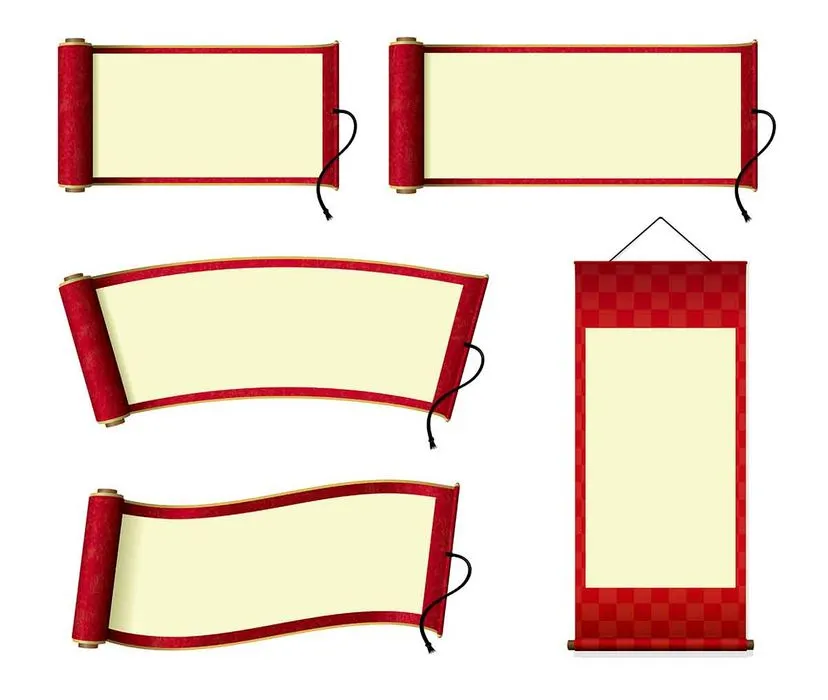 Cuốn thư Vector đỏ viền vàng sang trọng